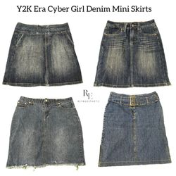 Y2K Era Cyber Girl Denim Midi Skirts RE-..