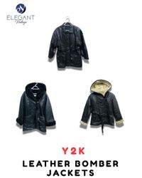 Y2K Leather Bomber Jackets - EV1918