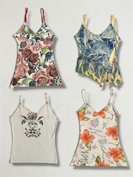 Y2k Cami Tops Blossom Prints