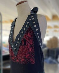 Upcycled y2k Eyelet Halter Top