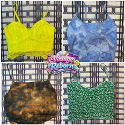 Y2K Vintage Crop & Camisole Mix – Lace, Denim Prin..