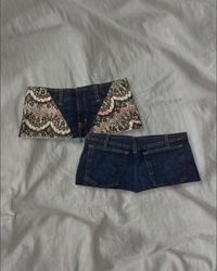Upcycled Denim Lace Skirt