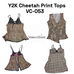 Y2K cheetah print mixed tops