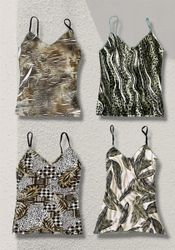 Y2k Earthy Tone Printed Cami Tops