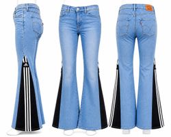CR1564 Upcycled Sport Panel Flare Jeans