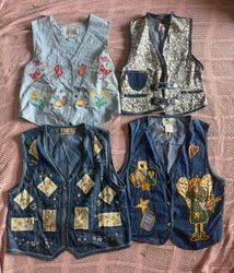 Denim embroidery waistcoat 12 pieces