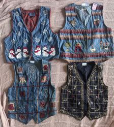 Denim embroidery waistcoat 13 pieces