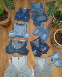 Vintage & short length Denim Vest Collection | Siz..