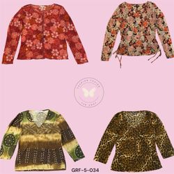 Women’s Y2K Printed Polyester Blouse – Casual Stre..