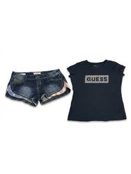 (FV-1371) Y2K Denim Sexy Shorts & Guess BabyTees