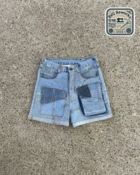 Upcycled Multi-Pocket Denim Shorts