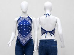 CR1568 Upcycled Bandana Halter Top