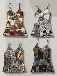 Y2k Bold Graphic Print Cami Tops
