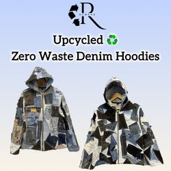 Upcycled Zero Waste Patchwork Denim Hoodie