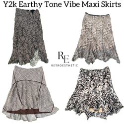 Y2k Earthy Tone Maxi Skirts RE-3168