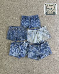 Upcycled Laser Printed Denim Micro Shorts