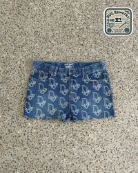 Upcycled Laser Printed Denim Micro Shorts