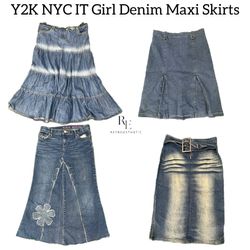 Y2K NYC IT Girl Denim Maxi Skirts RE-3145