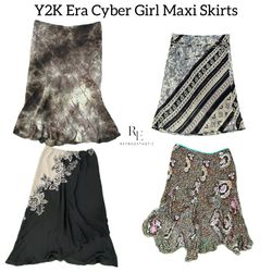 Y2K Era Cyber Girl Maxi Skirts RE-3147