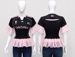 CR1569 Upcycled Ruffle Jersey Top
