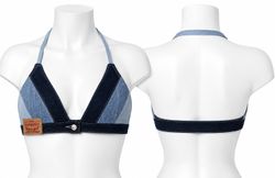CR1570 Upcycled Denim Halter Bralette