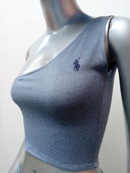 Upcycled Ralph Lauren One-Shoulder Crop Top