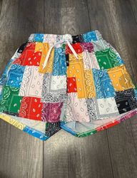 upcycle patchwork bandana shorts- multi colour str..