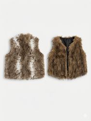 (FV-1383)     Vintage Faux Fur Gilets & Y2K Furry ..