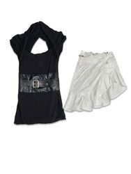 (FV1385)     Y2K Goth Coquette Black & White Dress..