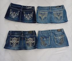 CR8238 Upcycled Y2K Mini Denim Skirts