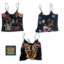 Upcycled Graphic Print Cami Tops