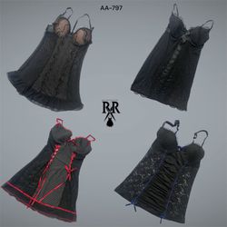 Y2K Black Gothic Baby Dolls (AA-797)