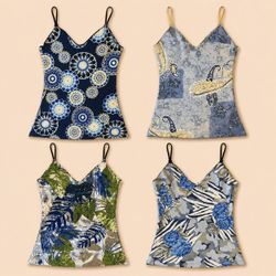 Y2k Earthy Print Cami Tops