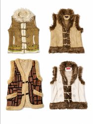 Y2K Suede Shearling Waistcoat Vest Bundle