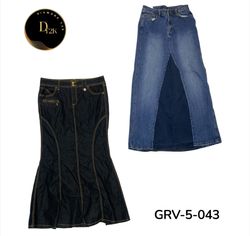 Y2K Denim Long Skirt – Vintage Streetwear Maxi Sty..