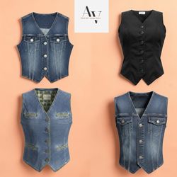 Retro Streetwear Denim Vest Top