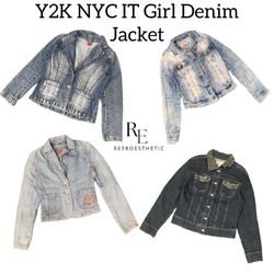 Y2k NYC IT Girl Denim Jacket Re-3179
