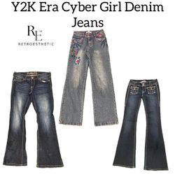Y2k Era Cyber Girl Denim Jeans Re-3181
