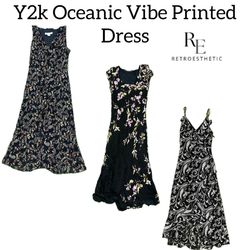 Y2k Oceanic Vibe printed Dress Re-3186