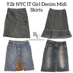Y2k NYC IT Girl Denim Midi Skirts Re-3187