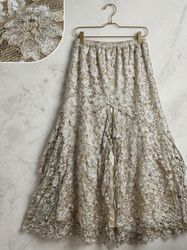 Cream Floral Lace Maxi Skirt