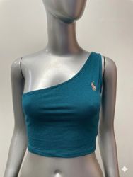 Upcycled Ralph Lauren One-Shoulder Crop Top (DV -0..