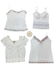 Y2K white Lace Trim Tops 10 pcs 851