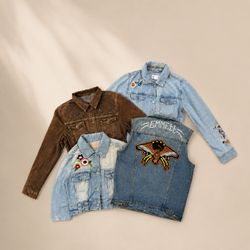 Y2k embroided denim jacket