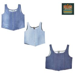 Upcycled Denim Zip-Up Corset Tops