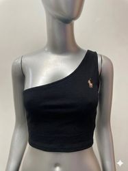 Upcycled Ralph Lauren One-Shoulder Crop Top (Dv -0..