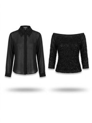 (FV-1411) Y2K Black Aesthetic Beaded tops