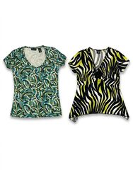 (FV-1410) Y2K Abstract Print Tops & Retro Graphic ..