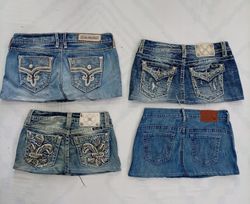 CR8353 Upcycled Mixed Branded Mini Denim Skirts