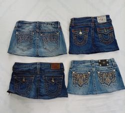 CR8354 Upcycled Mixed Branded Mini Denim Skirts